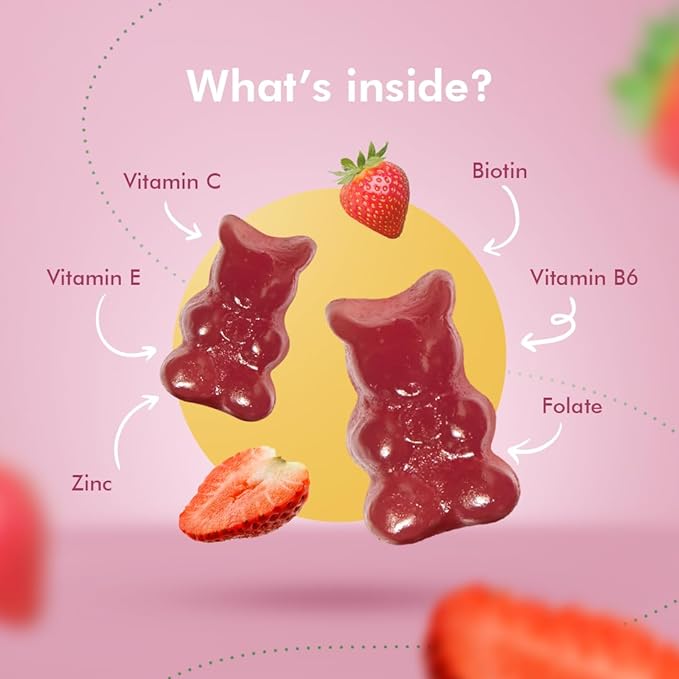 Sonnet Wellness Biotin Gummies | Thick &amp; Smooth Hair | Stronger Nails | Healthy Glowing Skin | Biotin | Zinc | Vitamin B12 | Vitamin B6 | Gluten Free | Soy Free | 30 Gummies | Pack of 3