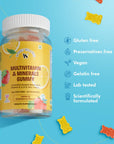 Sonnet Wellness Multivitamin Gummies | Vitamin A, C D, E, B12, Folate, Zinc | Strong Bones | Growth & Development | Metabolism | Energy | Blood Regulation | Immunity | Vegan | 30 Gummies | Pack of 3